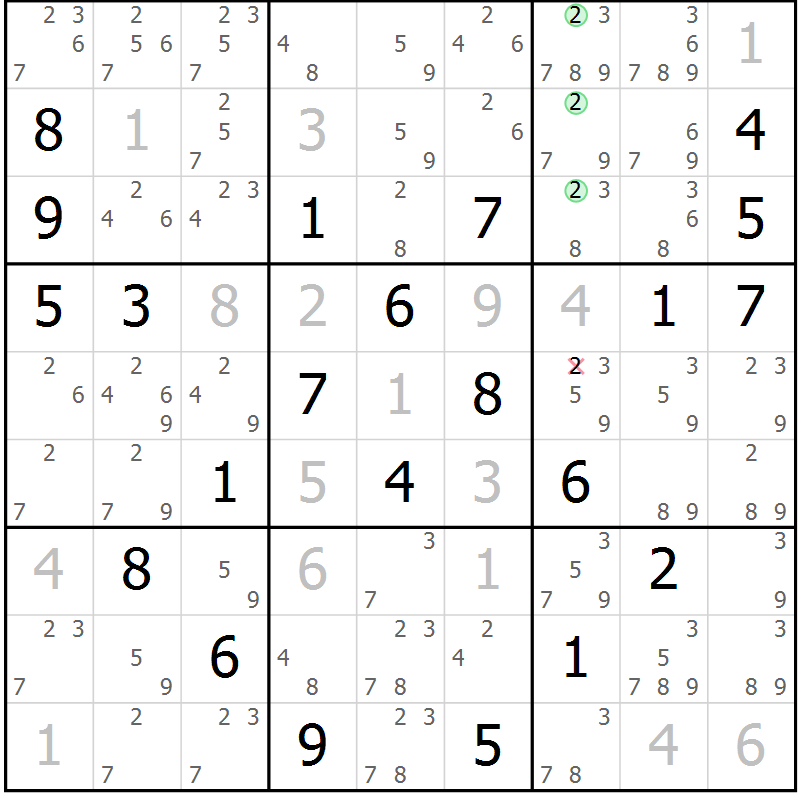 Position des candidats pour la solution de la Gr 5 page 8 du magazine de sudoku Sudoku Suprême n° 039