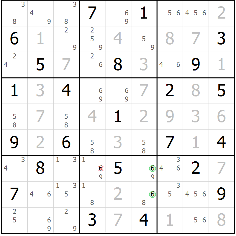Position des candidats pour la solution de la Gr 50 page 53 du magazine de sudoku Sudoku Suprême n° 039