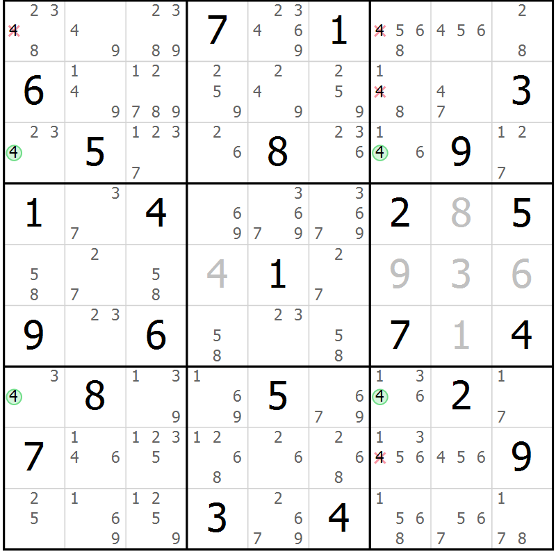 Position des candidats pour la solution de la Gr 50 page 53 du magazine de sudoku Sudoku Suprême n° 039