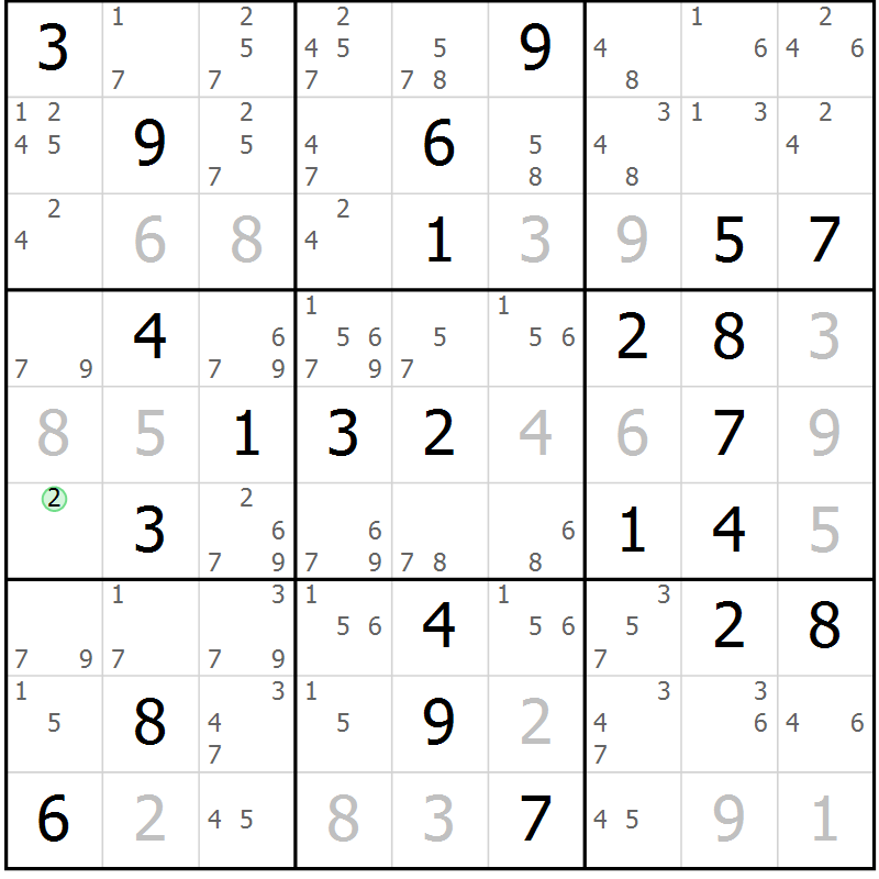 Position des candidats pour la solution de la Gr 51 page 54 du magazine de sudoku Sudoku Suprême n° 039
