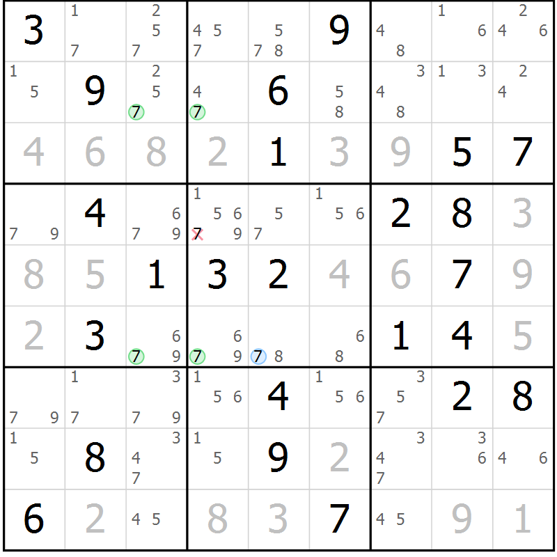 Position des candidats pour la solution de la Gr 51 page 54 du magazine de sudoku Sudoku Suprême n° 039