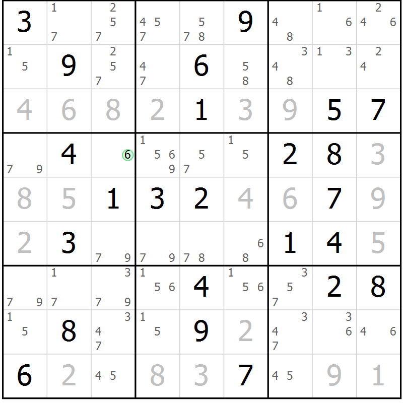Position des candidats pour la solution de la Gr 51 page 54 du magazine de sudoku Sudoku Suprême n° 039