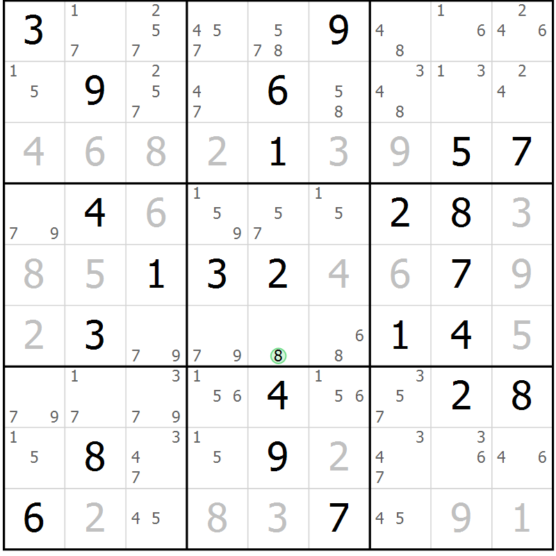 Position des candidats pour la solution de la Gr 51 page 54 du magazine de sudoku Sudoku Suprême n° 039