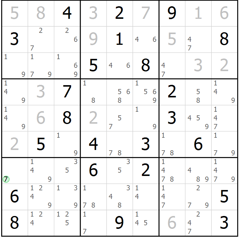 Position des candidats pour la solution de la Gr 52 page 55 du magazine de sudoku Sudoku Suprême n° 039