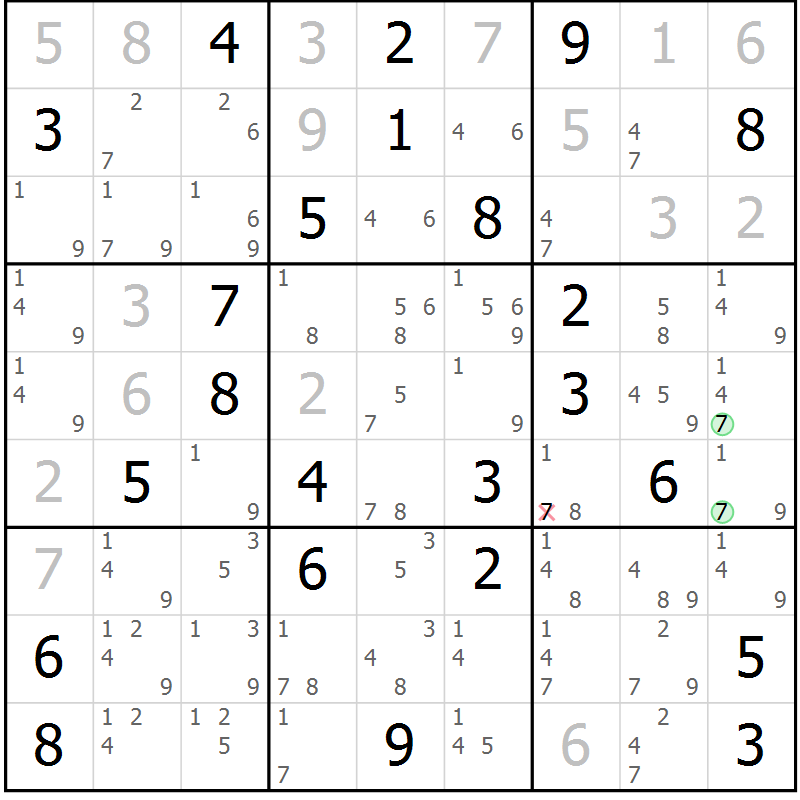 Position des candidats pour la solution de la Gr 52 page 55 du magazine de sudoku Sudoku Suprême n° 039