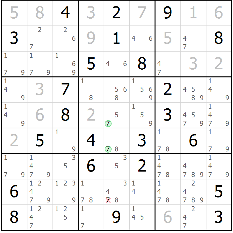 Position des candidats pour la solution de la Gr 52 page 55 du magazine de sudoku Sudoku Suprême n° 039