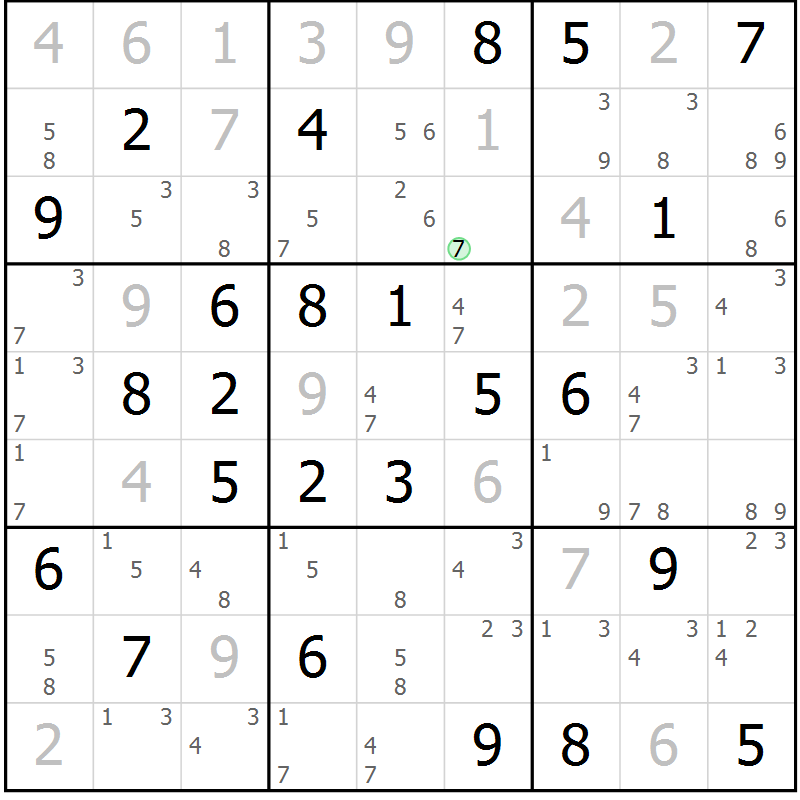 Position des candidats pour la solution de la Gr 54 page 57 du magazine de sudoku Sudoku Suprême n° 039