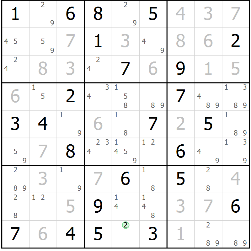 Position des candidats pour la solution de la Gr 58 page 61 du magazine de sudoku Sudoku Suprême n° 039