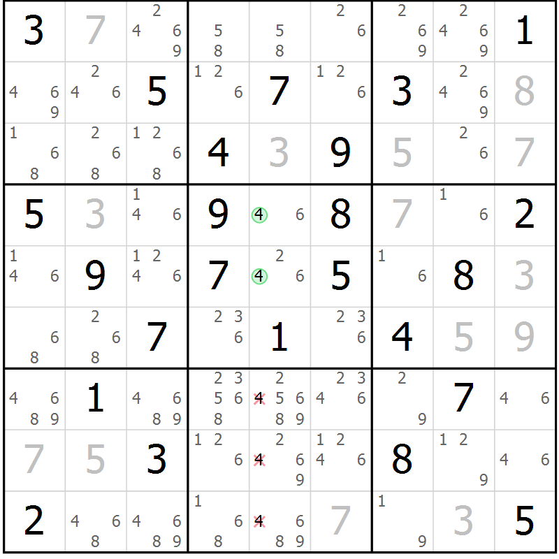 Position des candidats pour la solution de la Gr 59 page 62 du magazine de sudoku Sudoku Suprême n° 039