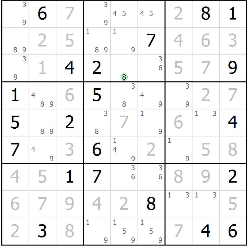 Position des candidats pour la solution de la Gr 6 page 9 du magazine de sudoku Sudoku Suprême n° 039