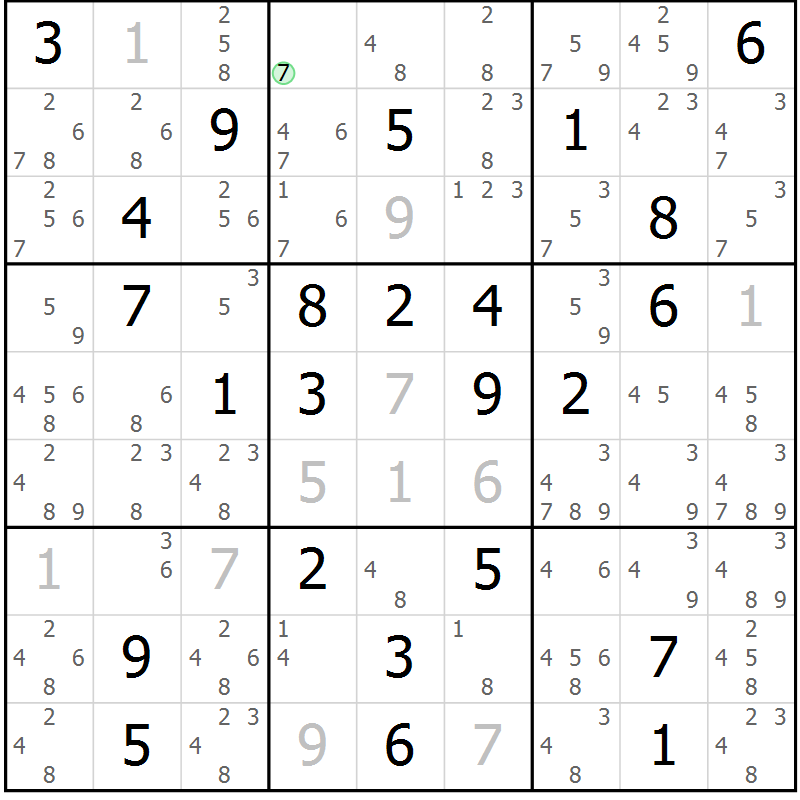 Position des candidats pour la solution de la Gr 60 page 63 du magazine de sudoku Sudoku Suprême n° 039