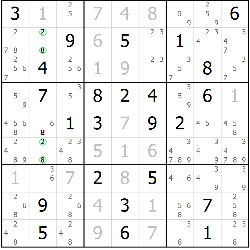 Position des candidats pour la solution de la Gr 60 page 63 du magazine de sudoku Sudoku Suprême n° 039