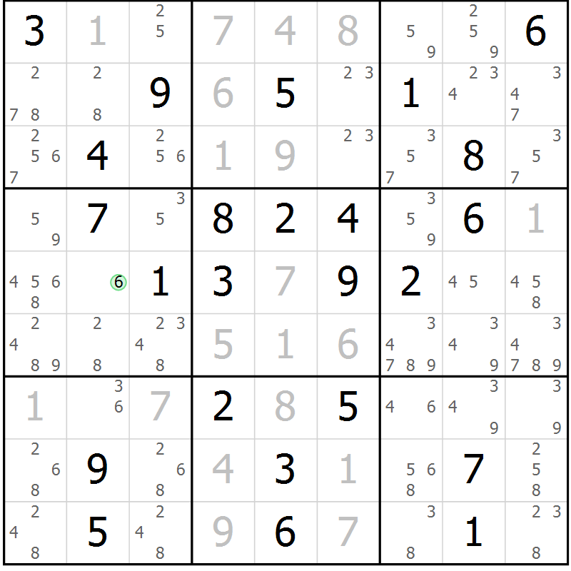 Position des candidats pour la solution de la Gr 60 page 63 du magazine de sudoku Sudoku Suprême n° 039