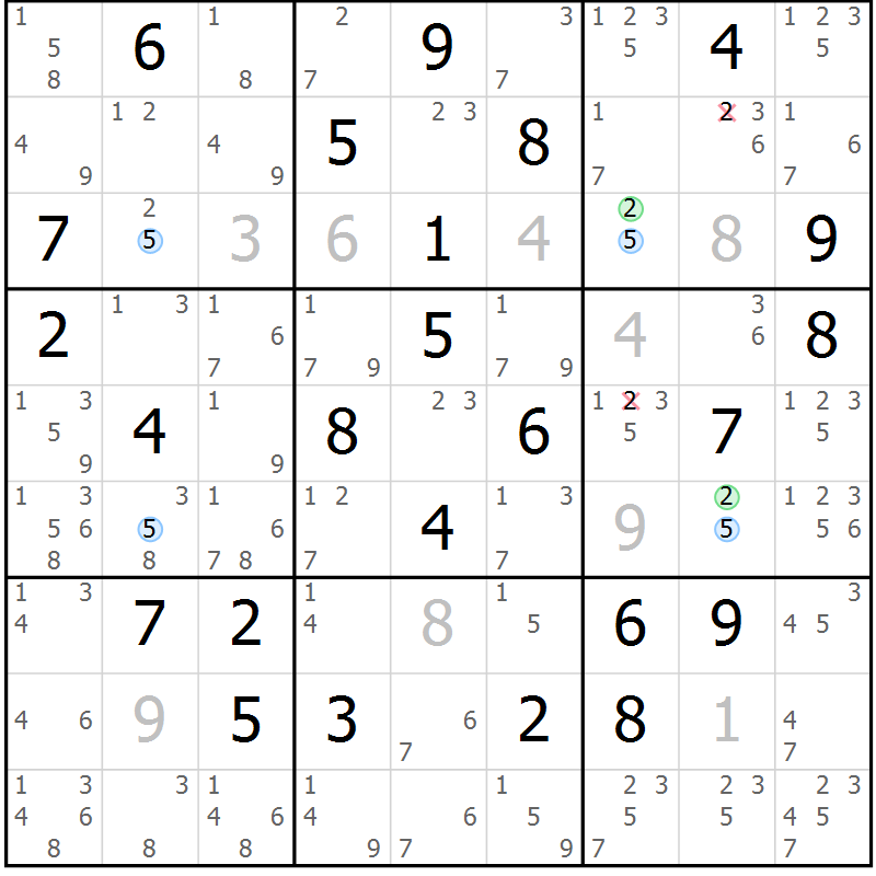 Position des candidats pour la solution de la Gr 63 page 66 du magazine de sudoku Sudoku Suprême n° 039