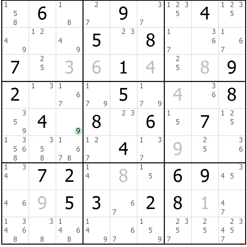 Position des candidats pour la solution de la Gr 63 page 66 du magazine de sudoku Sudoku Suprême n° 039