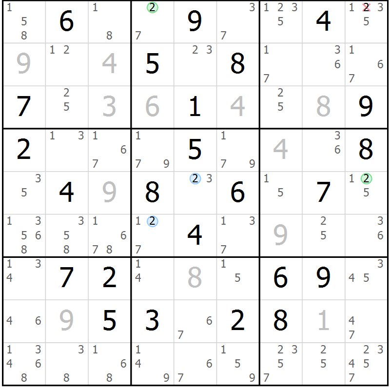 Position des candidats pour la solution de la Gr 63 page 66 du magazine de sudoku Sudoku Suprême n° 039