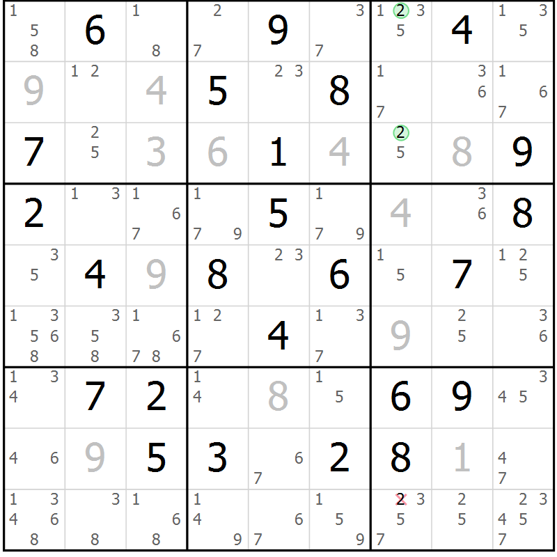 Position des candidats pour la solution de la Gr 63 page 66 du magazine de sudoku Sudoku Suprême n° 039