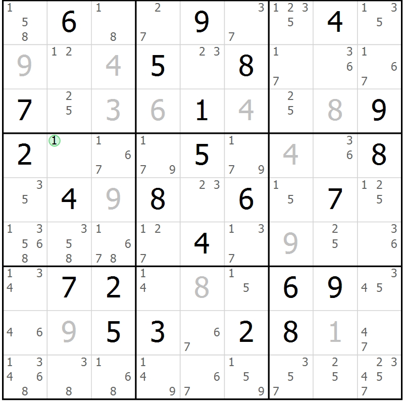 Position des candidats pour la solution de la Gr 63 page 66 du magazine de sudoku Sudoku Suprême n° 039