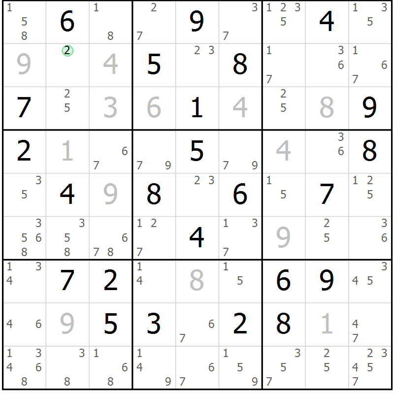 Position des candidats pour la solution de la Gr 63 page 66 du magazine de sudoku Sudoku Suprême n° 039