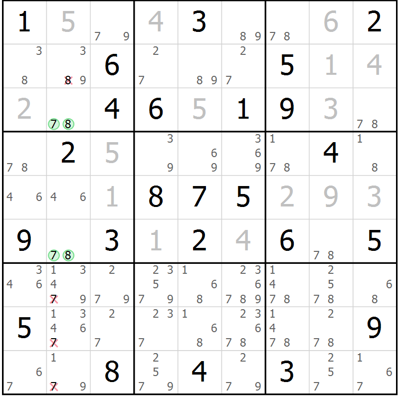 Position des candidats pour la solution de la Gr 66 page 69 du magazine de sudoku Sudoku Suprême n° 039