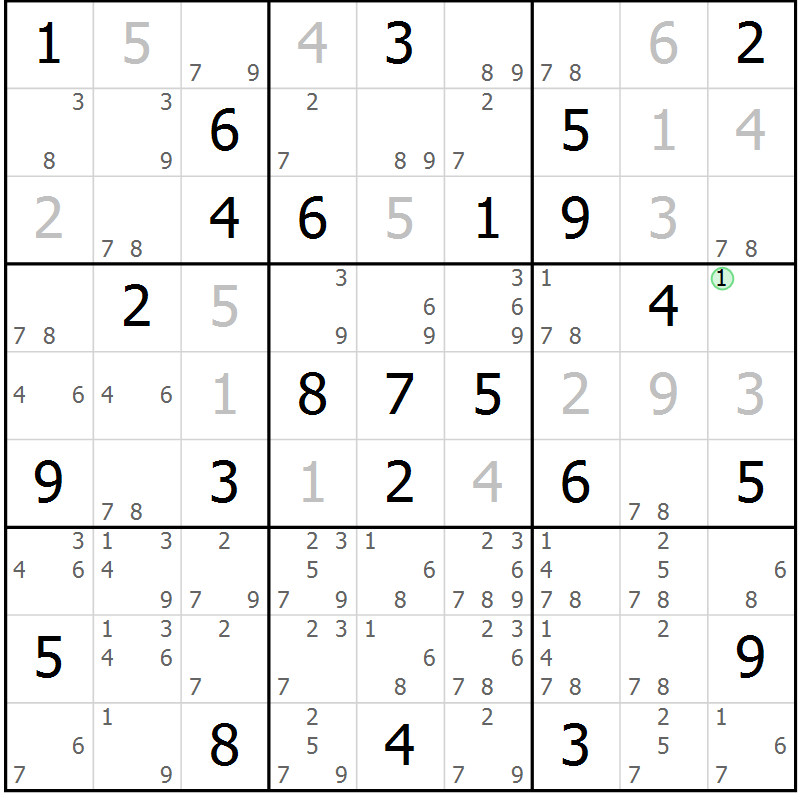 Position des candidats pour la solution de la Gr 66 page 69 du magazine de sudoku Sudoku Suprême n° 039