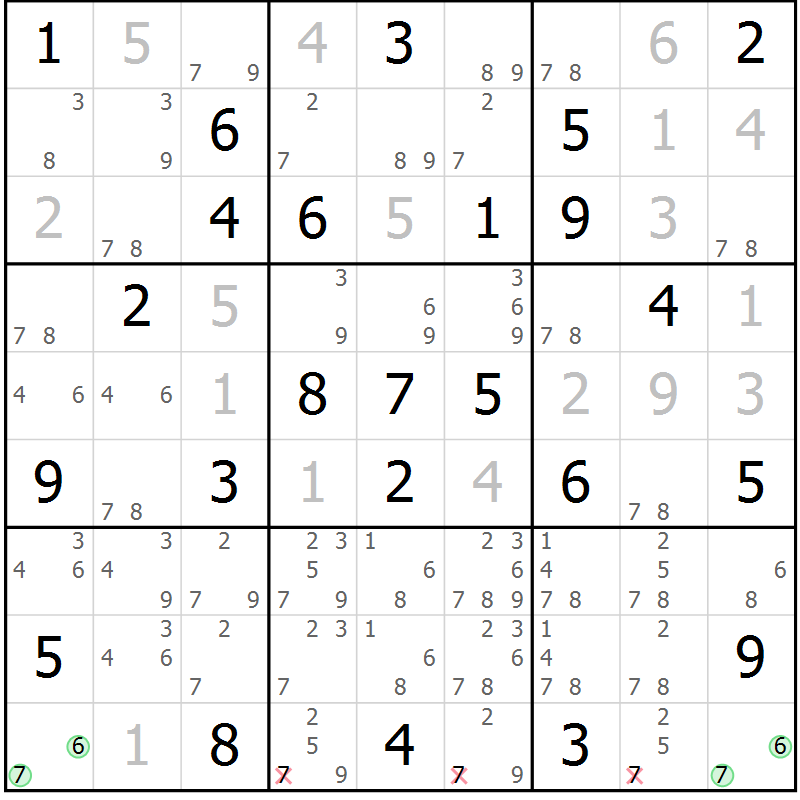 Position des candidats pour la solution de la Gr 66 page 69 du magazine de sudoku Sudoku Suprême n° 039