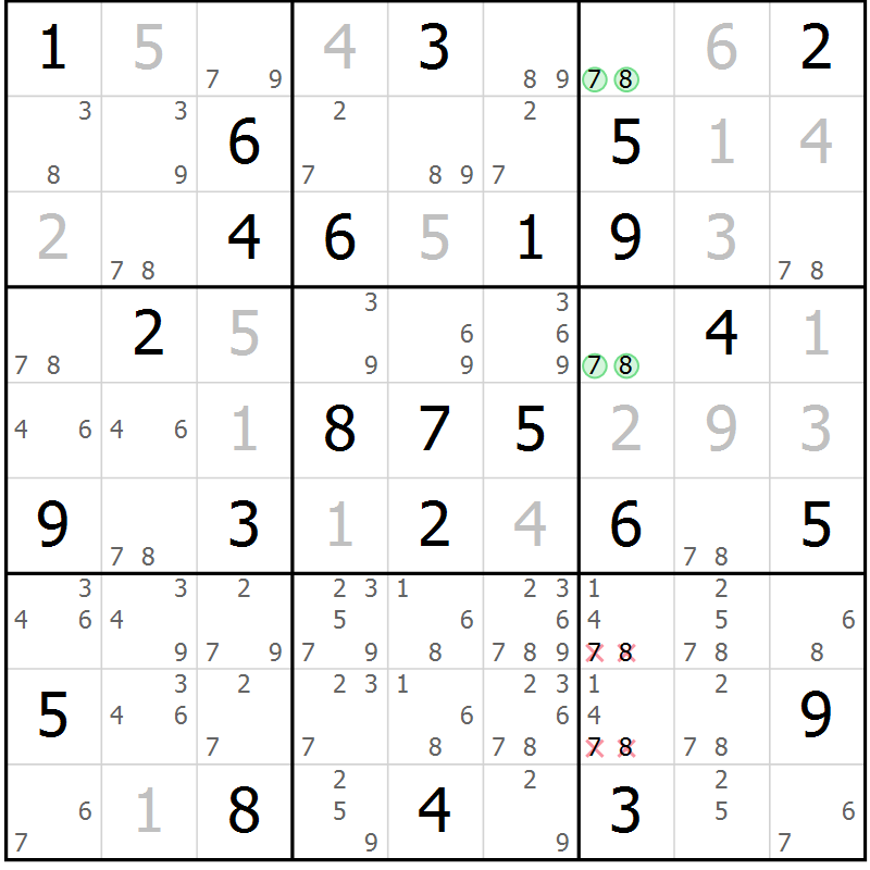 Position des candidats pour la solution de la Gr 66 page 69 du magazine de sudoku Sudoku Suprême n° 039