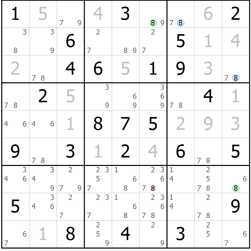 Position des candidats pour la solution de la Gr 66 page 69 du magazine de sudoku Sudoku Suprême n° 039