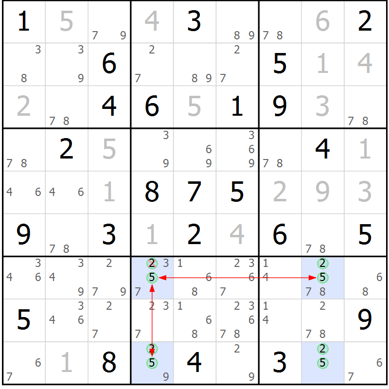 Position des candidats pour la solution de la Gr 66 page 69 du magazine de sudoku Sudoku Suprême n° 039