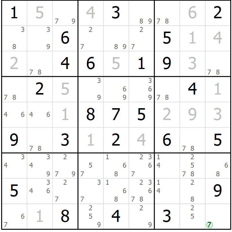 Position des candidats pour la solution de la Gr 66 page 69 du magazine de sudoku Sudoku Suprême n° 039
