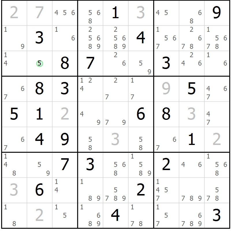 Position des candidats pour la solution de la Gr 67 page 70 du magazine de sudoku Sudoku Suprême n° 039