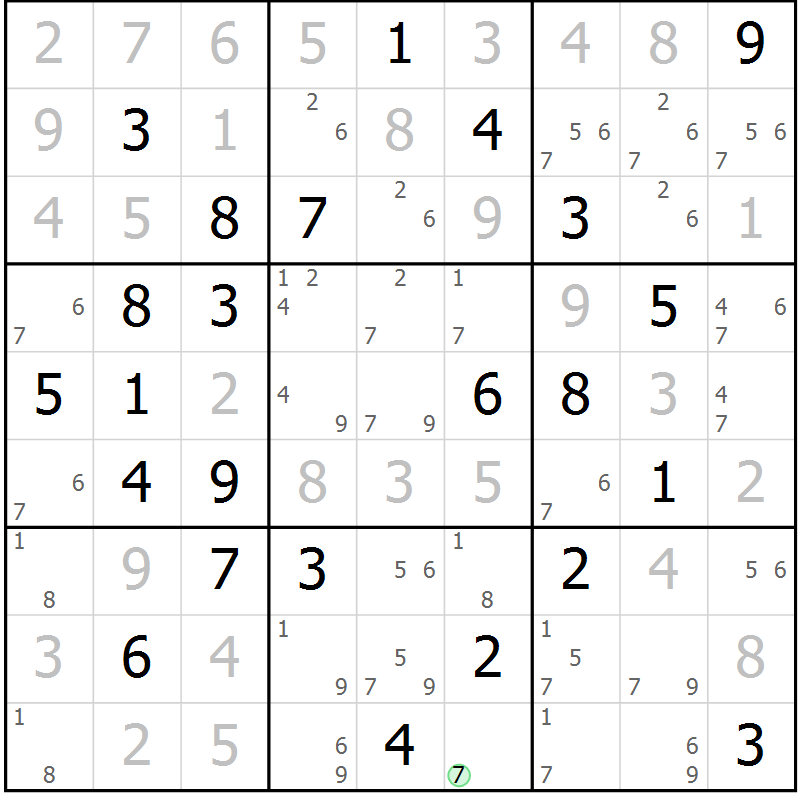 Position des candidats pour la solution de la Gr 67 page 70 du magazine de sudoku Sudoku Suprême n° 039