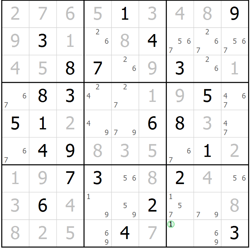 Position des candidats pour la solution de la Gr 67 page 70 du magazine de sudoku Sudoku Suprême n° 039