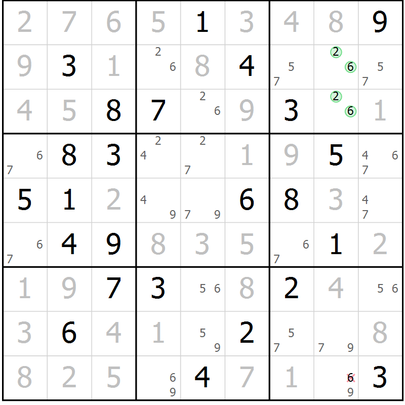 Position des candidats pour la solution de la Gr 67 page 70 du magazine de sudoku Sudoku Suprême n° 039