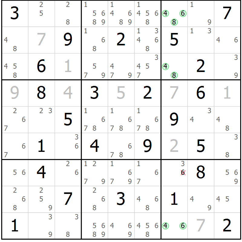 Position des candidats pour la solution de la Gr 68 page 71 du magazine de sudoku Sudoku Suprême n° 039