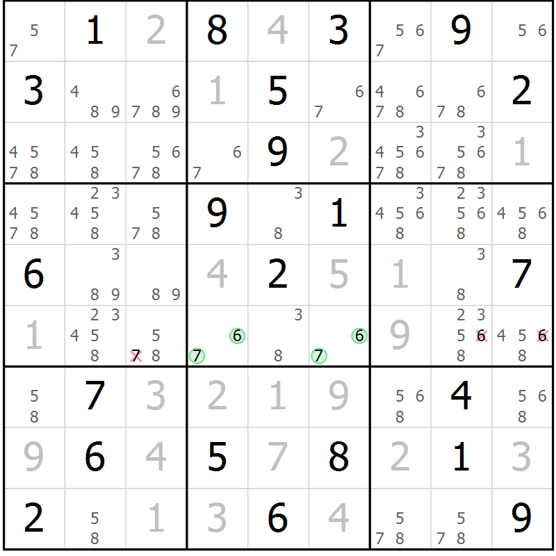 Position des candidats pour la solution de la Gr 7 page 10 du magazine de sudoku Sudoku Suprême n° 039