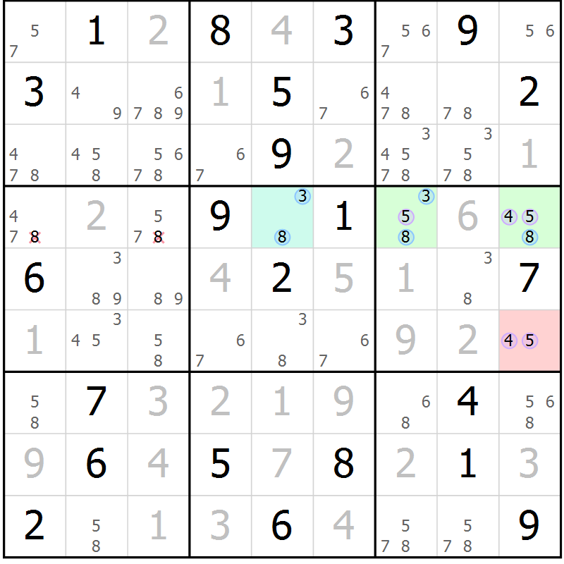 Position des candidats pour la solution de la Gr 7 page 10 du magazine de sudoku Sudoku Suprême n° 039
