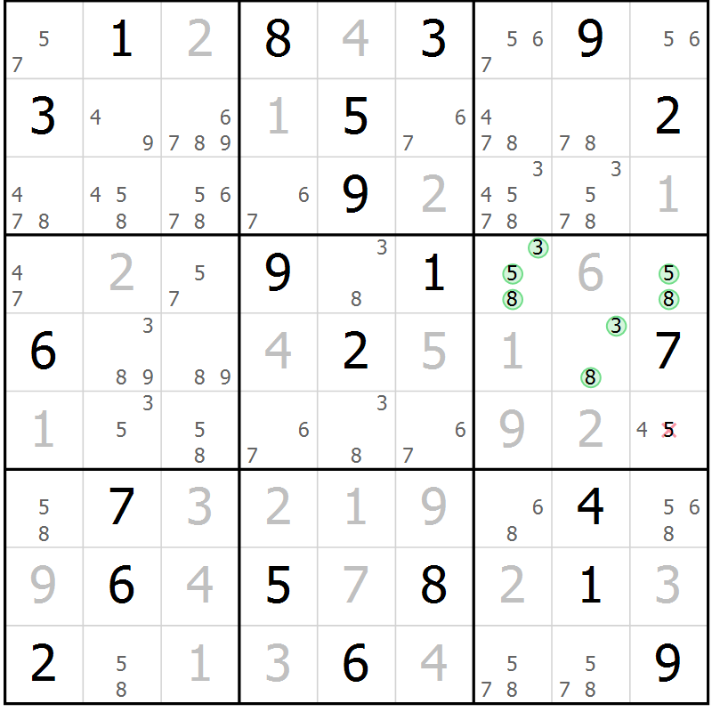 Position des candidats pour la solution de la Gr 7 page 10 du magazine de sudoku Sudoku Suprême n° 039