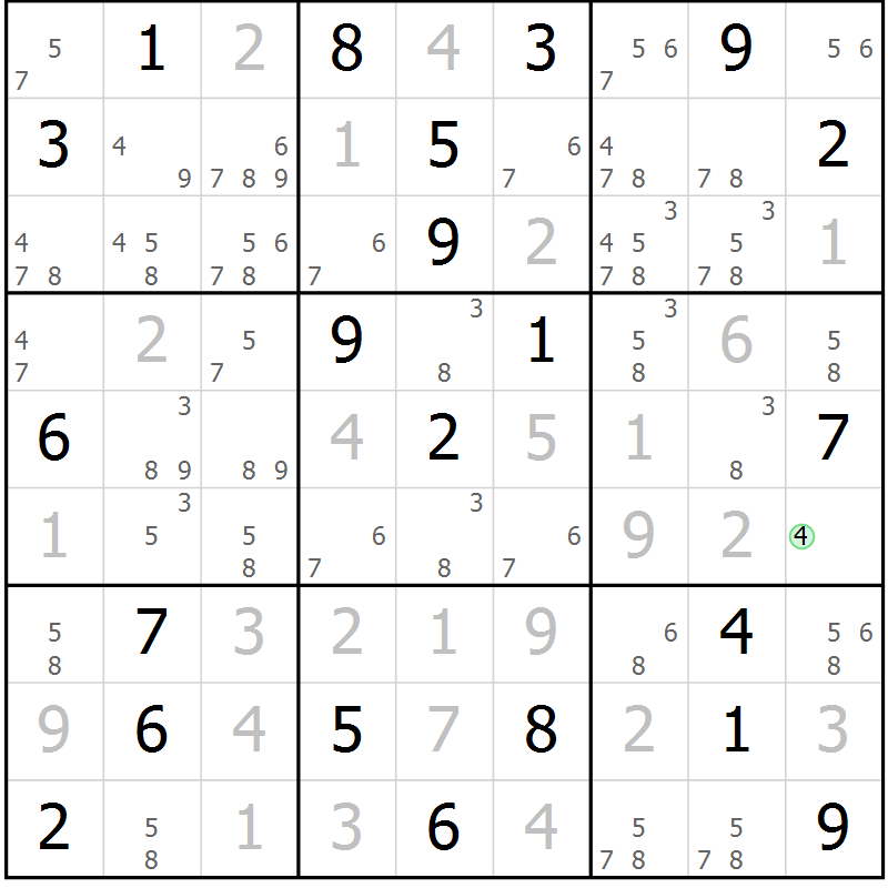 Position des candidats pour la solution de la Gr 7 page 10 du magazine de sudoku Sudoku Suprême n° 039