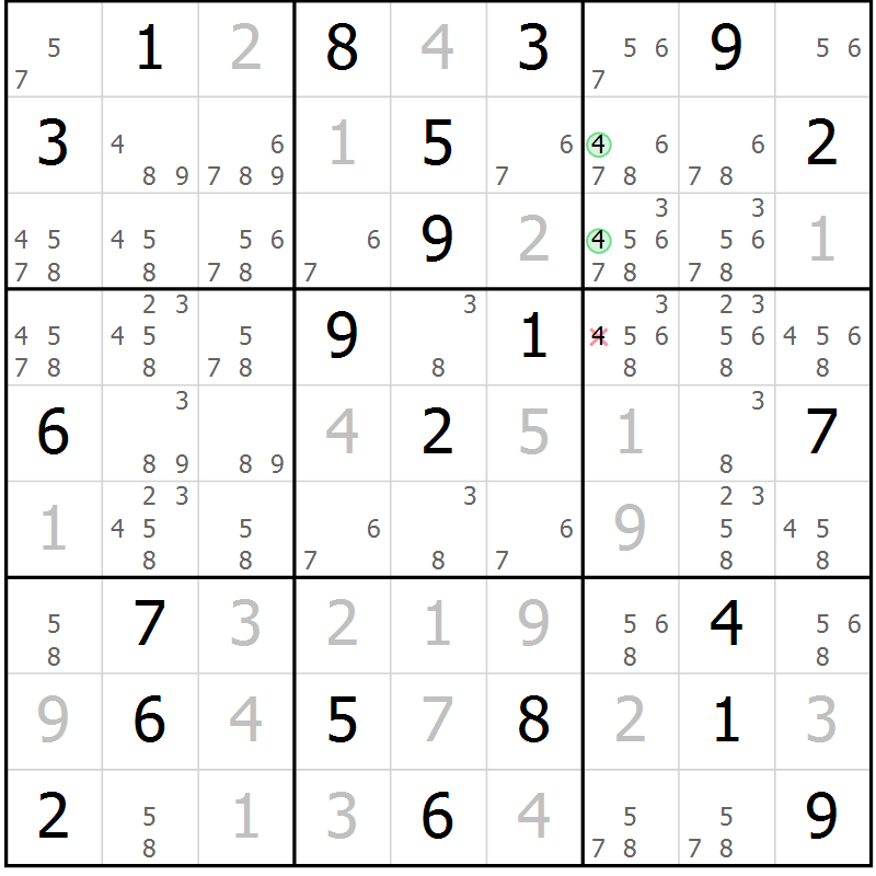 Position des candidats pour la solution de la Gr 7 page 10 du magazine de sudoku Sudoku Suprême n° 039