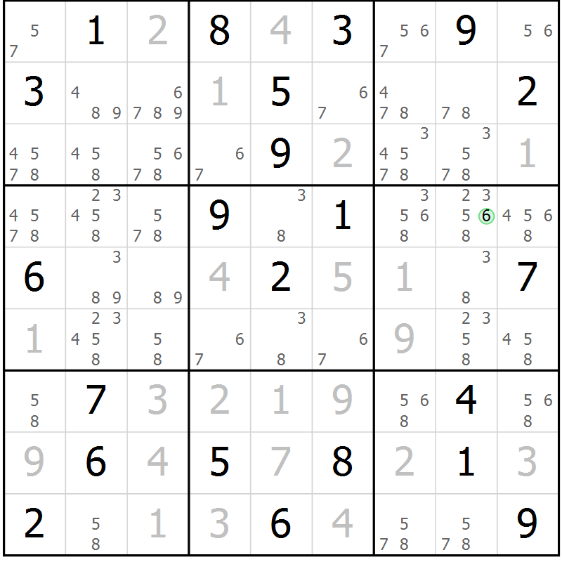 Position des candidats pour la solution de la Gr 7 page 10 du magazine de sudoku Sudoku Suprême n° 039