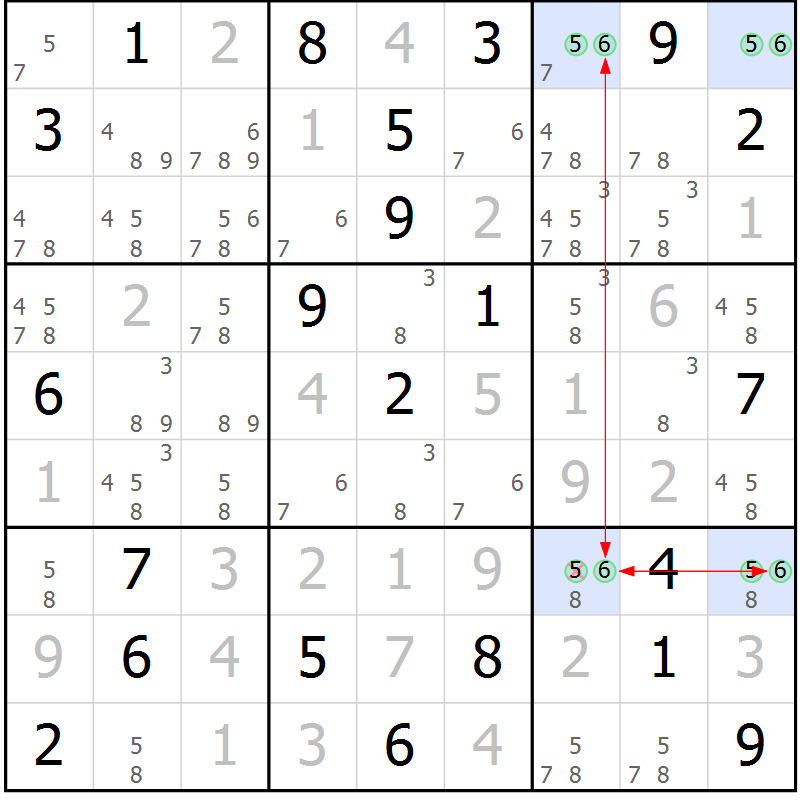 Position des candidats pour la solution de la Gr 7 page 10 du magazine de sudoku Sudoku Suprême n° 039