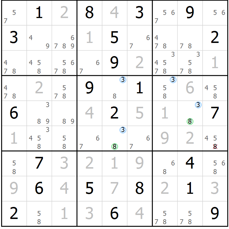Position des candidats pour la solution de la Gr 7 page 10 du magazine de sudoku Sudoku Suprême n° 039