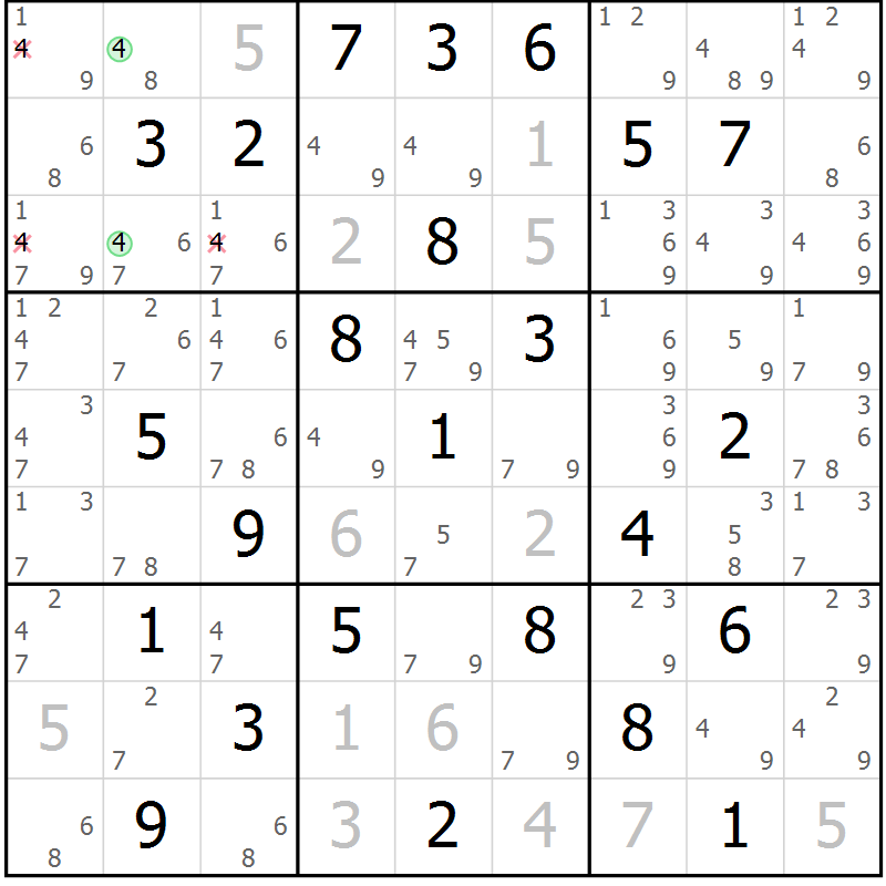 Position des candidats pour la solution de la Gr 70 page 73 du magazine de sudoku Sudoku Suprême n° 039