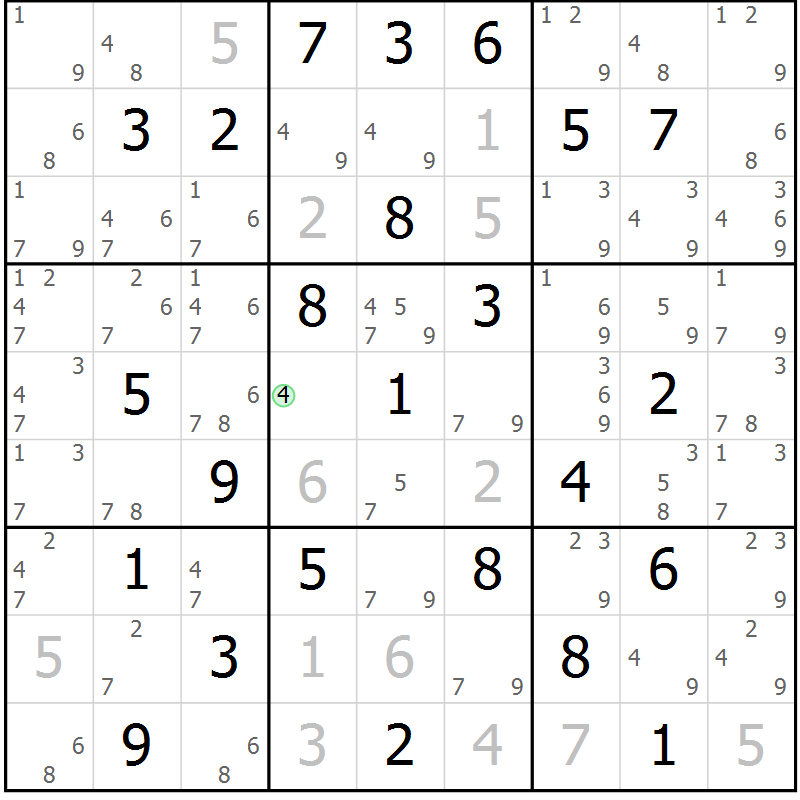 Position des candidats pour la solution de la Gr 70 page 73 du magazine de sudoku Sudoku Suprême n° 039