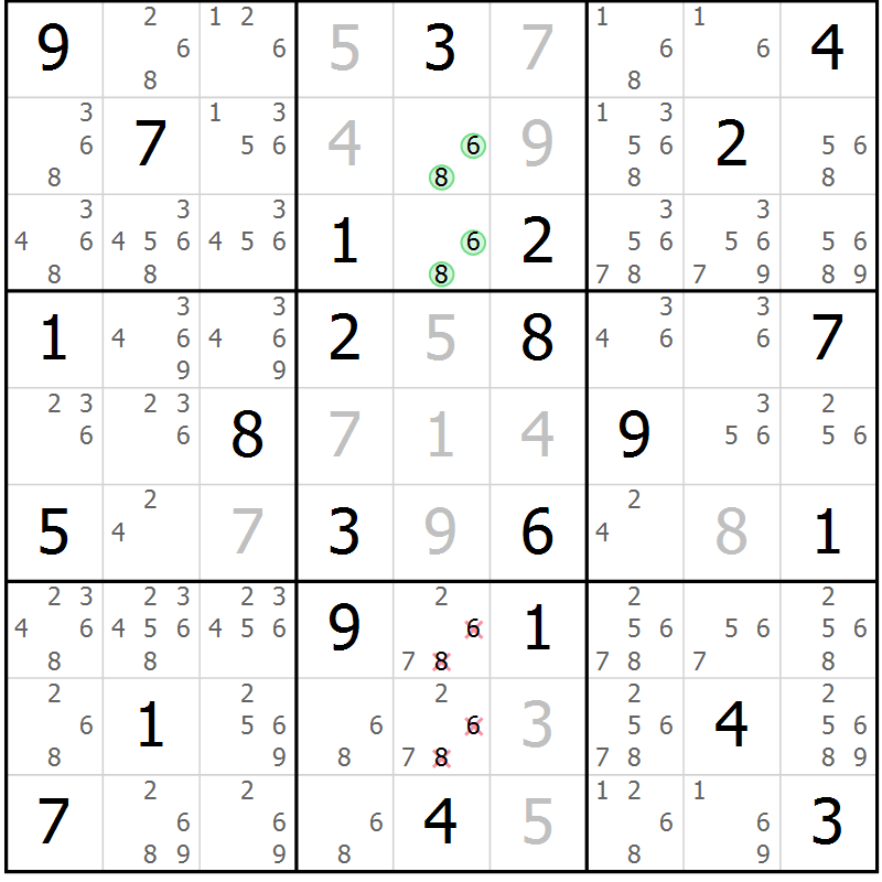 Position des candidats pour la solution de la Gr 71 page 74 du magazine de sudoku Sudoku Suprême n° 039