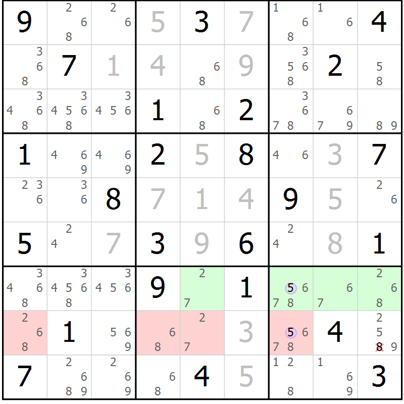 Position des candidats pour la solution de la Gr 71 page 74 du magazine de sudoku Sudoku Suprême n° 039