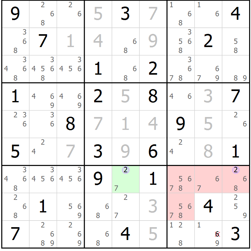 Position des candidats pour la solution de la Gr 71 page 74 du magazine de sudoku Sudoku Suprême n° 039
