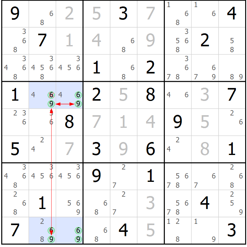 Position des candidats pour la solution de la Gr 71 page 74 du magazine de sudoku Sudoku Suprême n° 039
