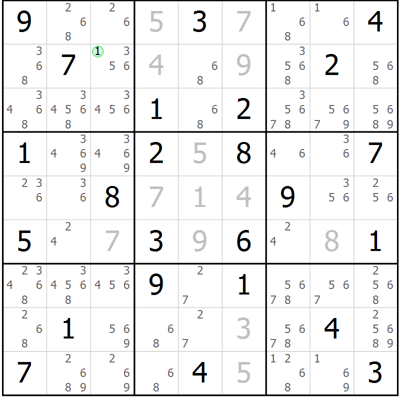 Position des candidats pour la solution de la Gr 71 page 74 du magazine de sudoku Sudoku Suprême n° 039